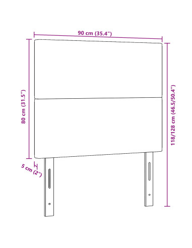 Testiera con testiera Grigio chiaro 90 cm Pelle Sintetica