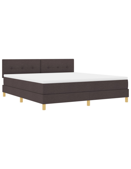 Letto con Box Spring e Materasso Marrone Scuro 180x200 cm Tessuto
