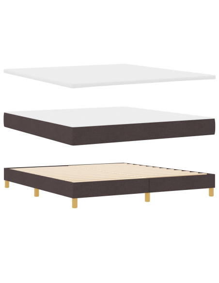 Letto con Box Spring e Materasso Marrone Scuro 180x200 cm Tessuto