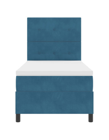 Letto a molle con materasso Blu Scuro 100 x 200 cm Tessuto