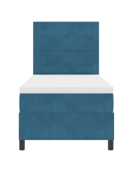 Letto a molle con materasso Blu Scuro 100 x 200 cm Tessuto