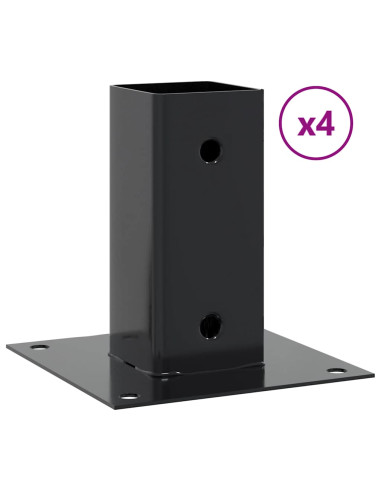 Basi per Pali Quadrati 4 pz 71x71 mm Acciaio Verniciato Polvere