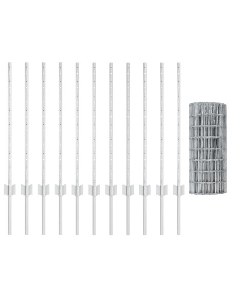 Set di recinzione  Euro 2 Pezzi Acciaio galvanizzato 25 x 0.8 m