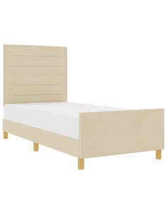 Struttura del letto con testiera Crema 80 x 200 cm Tessuto
