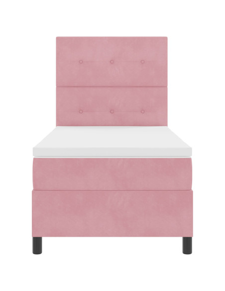 Letto Contenitore con Materasso Rosa 100x200 cm in Velluto