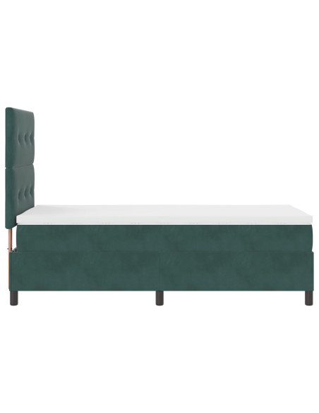 Letto Box Spring con Materasso Verde Scuro 100x200 cm Velluto