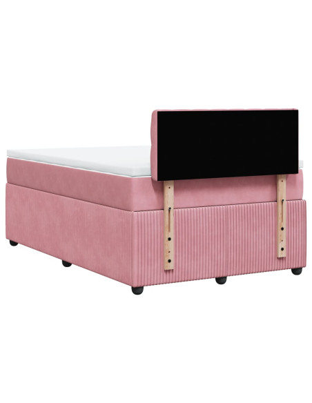 Giroletto a Molle con Materasso Rosa 120x200 cm in Velluto