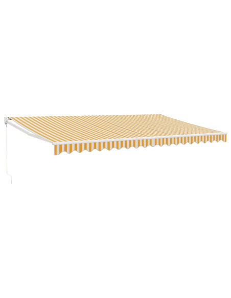 Tenda Sole Retrattile Gialla e Bianca 5x3 m Tessuto e Alluminio