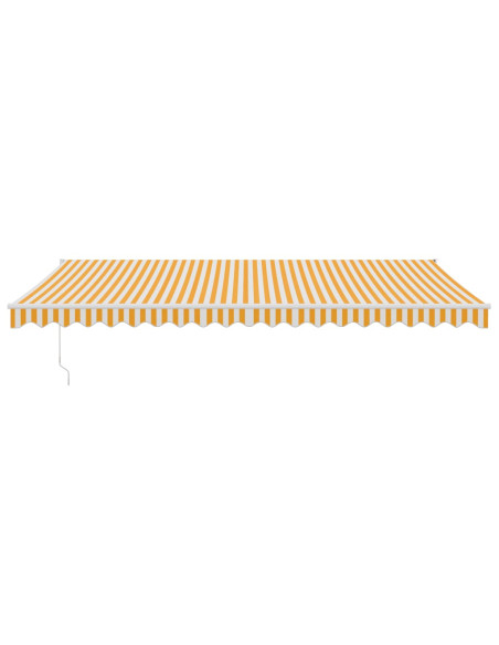 Tenda Sole Retrattile Gialla e Bianca 5x3 m Tessuto e Alluminio