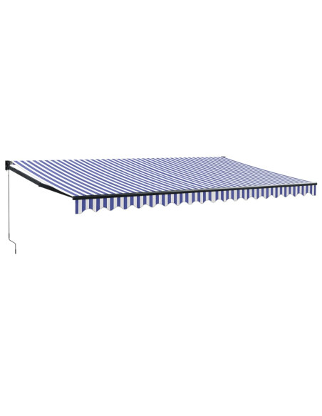Tenda da Sole Retrattile Blu e Bianca 5x3 m Tessuto e Alluminio
