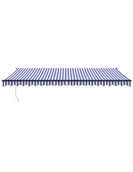 Tenda da Sole Retrattile Blu e Bianca 5x3 m Tessuto e Alluminio