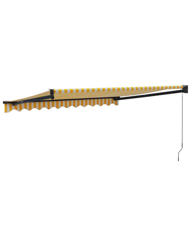 Tenda Retrattile Gialla e Bianca 3,5x2,5 m Tessuto e Alluminio