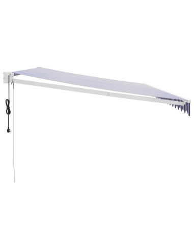 Tenda Sole Automatica Retrattile Blu e Bianca 5x3 m