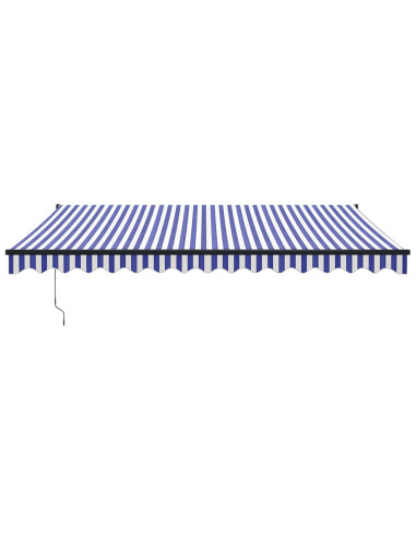 Tenda Sole Retrattile Blu e Bianca 4,5x3 m Tessuto e Alluminio