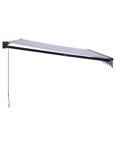 Tenda Sole Retrattile Blu e Bianca 4,5x3 m Tessuto e Alluminio