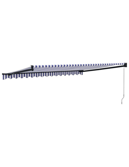 Tenda Sole Retrattile Blu e Bianca 4,5x3 m Tessuto e Alluminio
