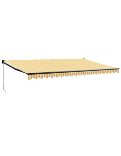 Tenda Sole Retrattile Gialla e Bianca 5x3 m Tessuto e Alluminio 2