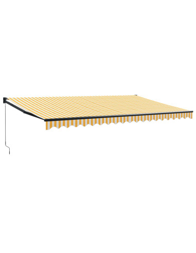 Tenda Sole Retrattile Gialla e Bianca 5x3 m Tessuto e Alluminio