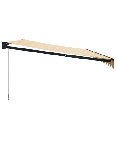 Tenda Sole Retrattile Gialla e Bianca 5x3 m Tessuto e Alluminio