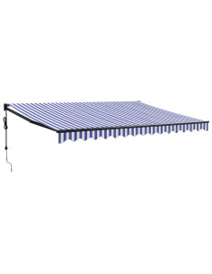Tenda Sole Automatica Retrattile Blu e Bianca 4,5x3 m 2