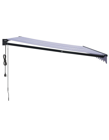 Tenda Sole Automatica Retrattile Blu e Bianca 4,5x3 m