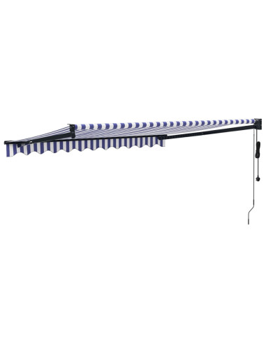 Tenda Sole Automatica Retrattile Blu e Bianca 3,5x2,5 m