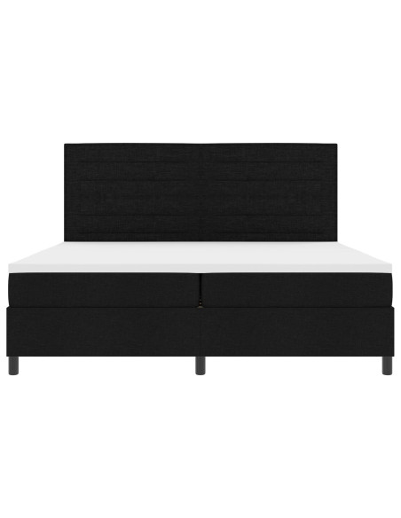 Letto con Box Spring e Materasso Nero 200x200 cm in Tessuto