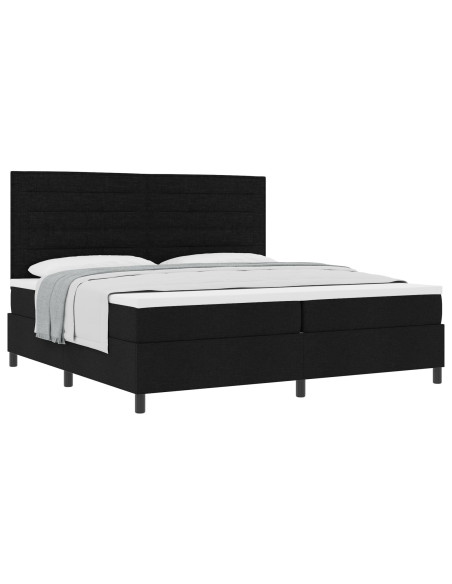 Letto con Box Spring e Materasso Nero 200x200 cm in Tessuto