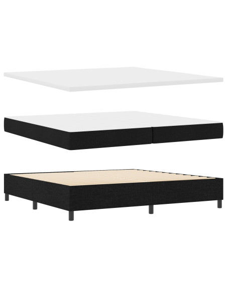 Letto con Box Spring e Materasso Nero 200x200 cm in Tessuto