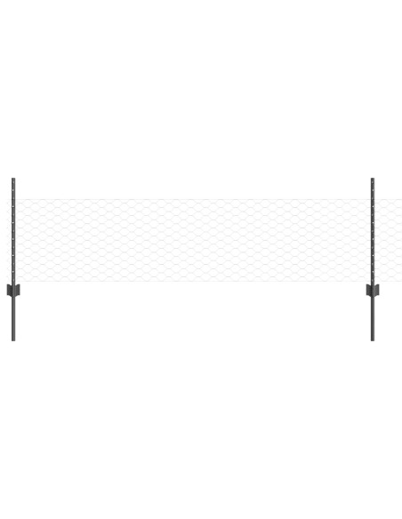 Pali da Recinto  11 pz U-Channel Grigio 60 cm Acciaio, Recinto Esagonale  Grigio 0.5x50 m Acciaio