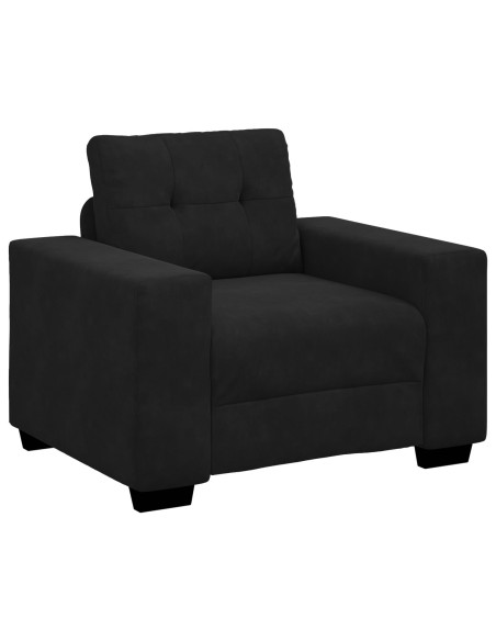 Set Divano 3 Pezzi con Cuscini Nero Velluto