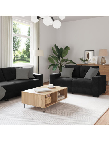 Set di divani 3 pcs Nero 221 x 80 x 80 cm Velluto