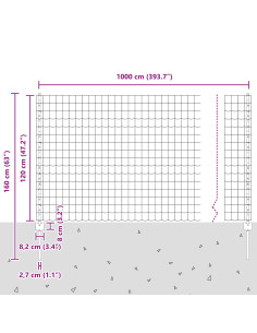 Recinzione con Posto Argento 1,2 x 10 m Acciaio 2