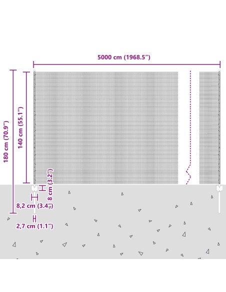 Recinzione in Filo Saldato  con 44 Pali a U Argento 1.4x50 m Acciaio