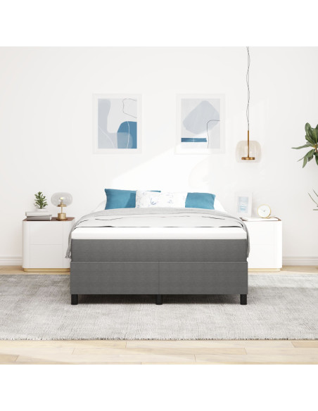 Letto con Box Spring  con Materasso Grigio Chiaro 140x200 cm Tessuto in Corduroy