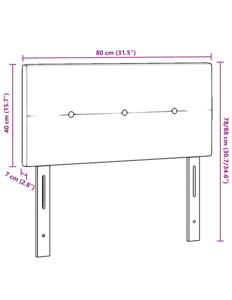 Testata LED  con bottoni imbottiti Crema 80 cm Tessuto