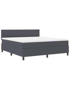 Letto a Sorgente LED Grigio Scuro e Bianco 180 x 200 cm 2