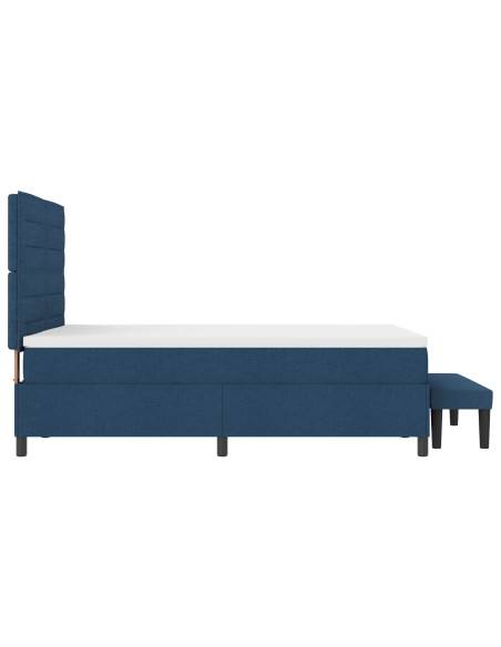 Letto a molle con materasso e panca blu 160x200 cm in tessuto