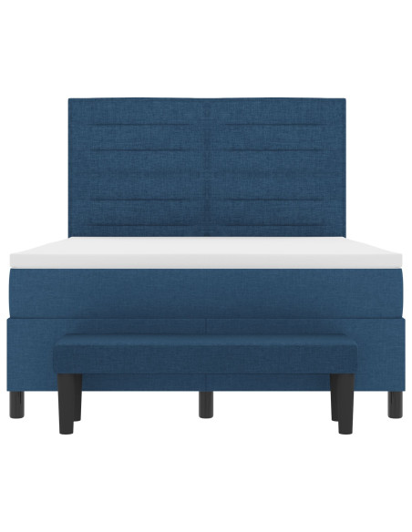 Letto a molle con materasso e panca blu 160x200 cm in tessuto