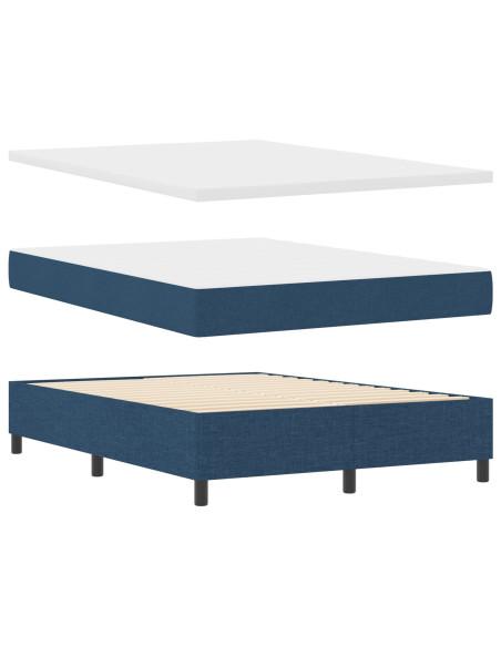 Letto a molle con materasso e panca blu 160x200 cm in tessuto