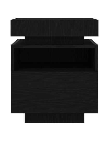 Comodino  con luci LED 2 pezzi Nero Rovere 40x39x48,5 cm