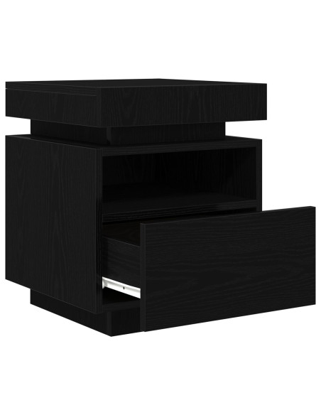Comodino  con luci LED 2 pezzi Nero Rovere 40x39x48,5 cm