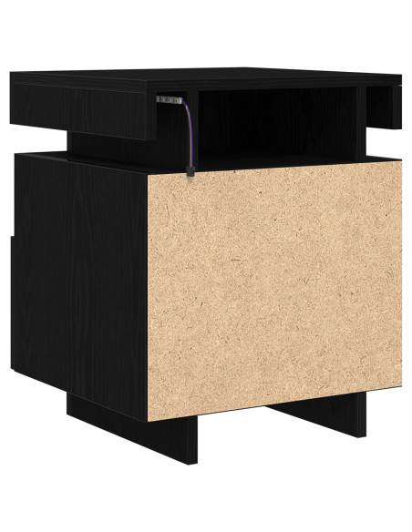 Comodino  con luci LED 2 pezzi Nero Rovere 40x39x48,5 cm
