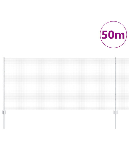 Recinzione in Filo Saldato  con 44 Pali U Argento 1x50 m Acciaio