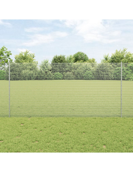 Recinzione in Rete Saldato  con 44 Pali U Argento 1.2x50 m Acciaio
