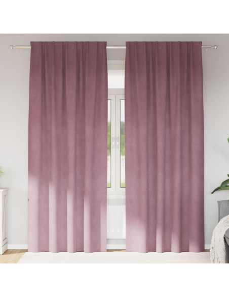 Tende Blackout  con nastri a nastro 2 pz in velluto rosa scuro