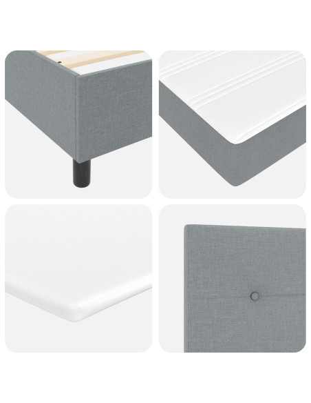 Struttura Letto  con Materasso Grigio Chiaro Tessuto 100 x 200 cm