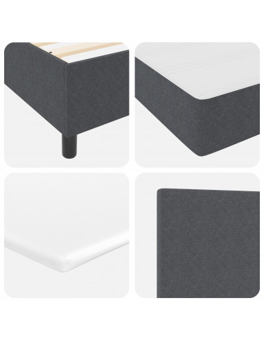 Letto a Mola con Materasso Grigio Scuro Tessuto a Costine