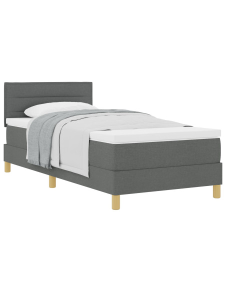 Letto Box Spring con Materasso Grigio scuro 100x200 cm Tessuto