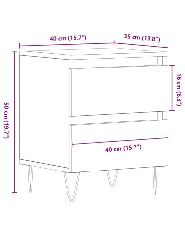 Armadio da Notte 2 pcs Legno vecchio 40 x 35 x 50 cm